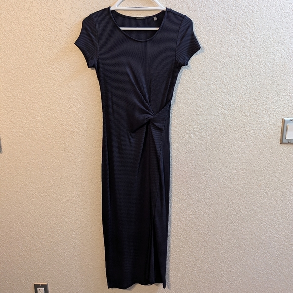 Elie Tahari Melissa Dark Navy Blue Midi Dress, Gathered Front Knot, EUC Size S - Picture 2 of 8